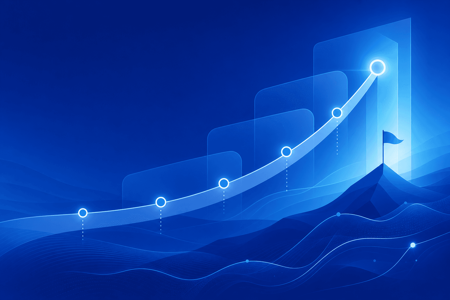 Abstract Sirr-blue career planning timeline visual