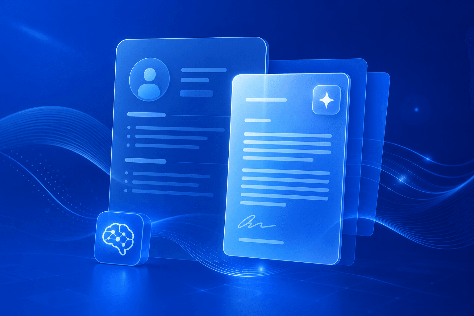 Abstract Sirr-blue AI CV and cover letter generation visual